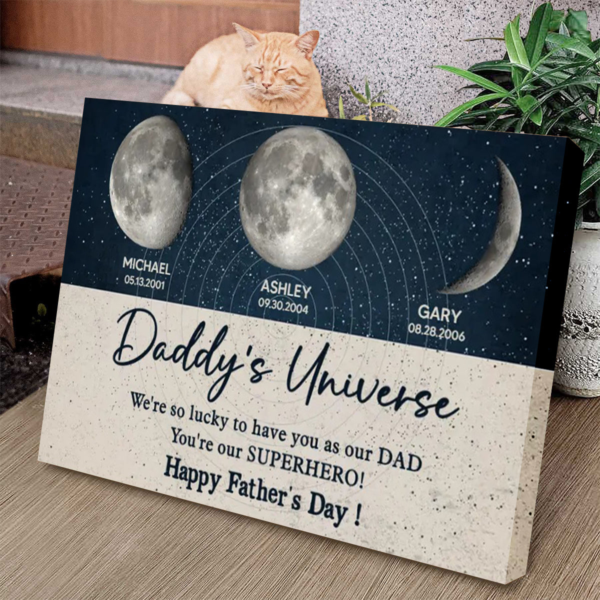 “Daddy’s Universe” Personalized Moon Phases Poster / Canvas - Custom Father’s Day Wall Art Gift