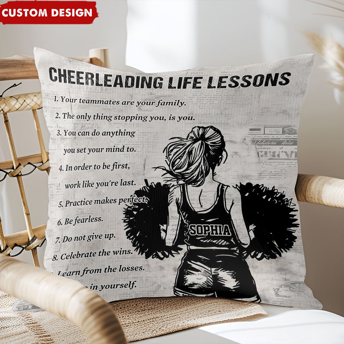 Personalized Cheerleading Life Lessons Girl Pillow - Gift For Cheerleading Lovers