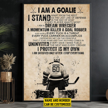 Personalized Hockey Goalie Player Poster / Canvas - Gift For Hockey Lovers