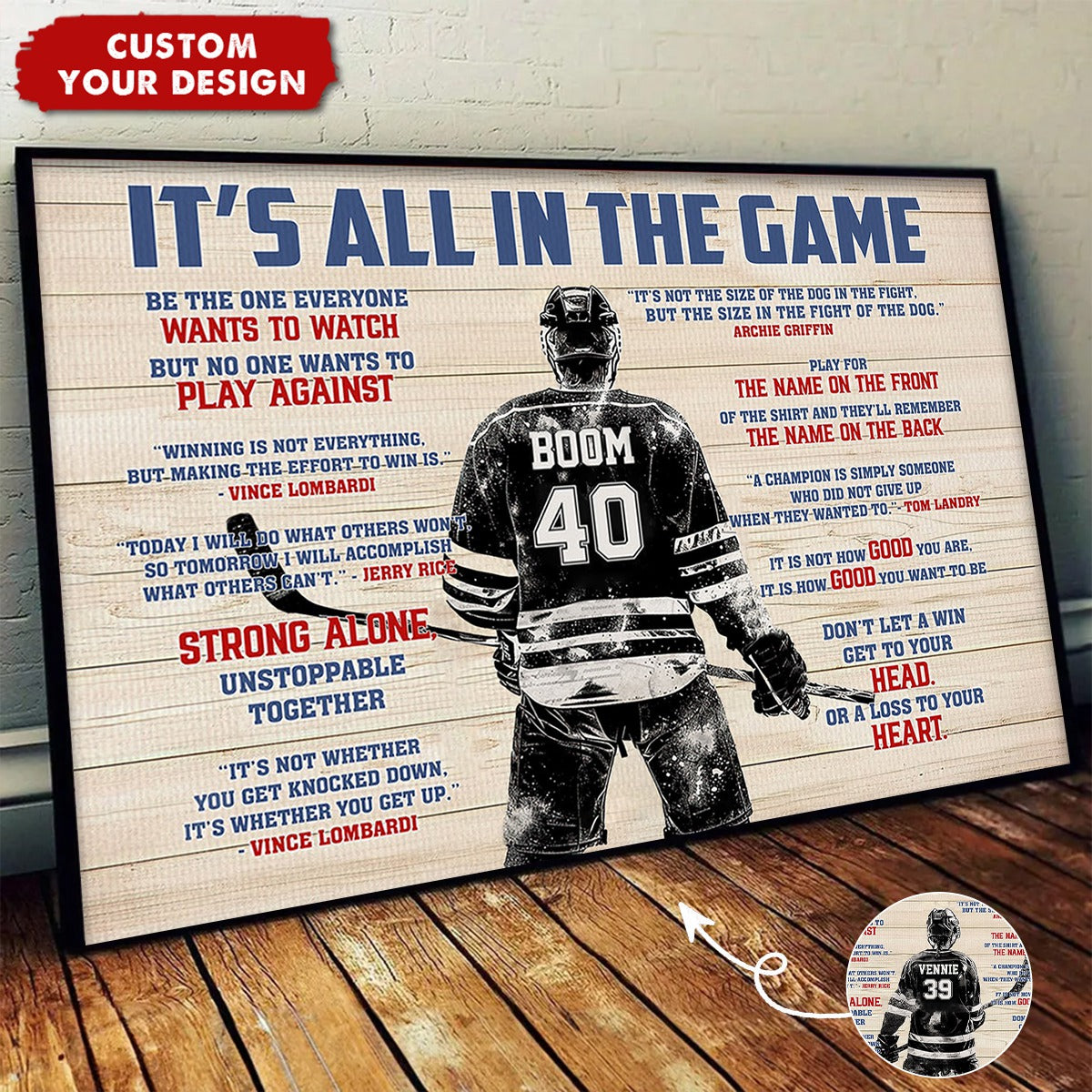 “It’s All In The Game” Personalized Hockey Poster / Canvas - Custom Gift for Boy & Girl Players