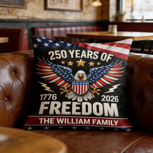 Personalized “250 Years of Freedom” Throw Pillow - Eagle Design Custom Gift