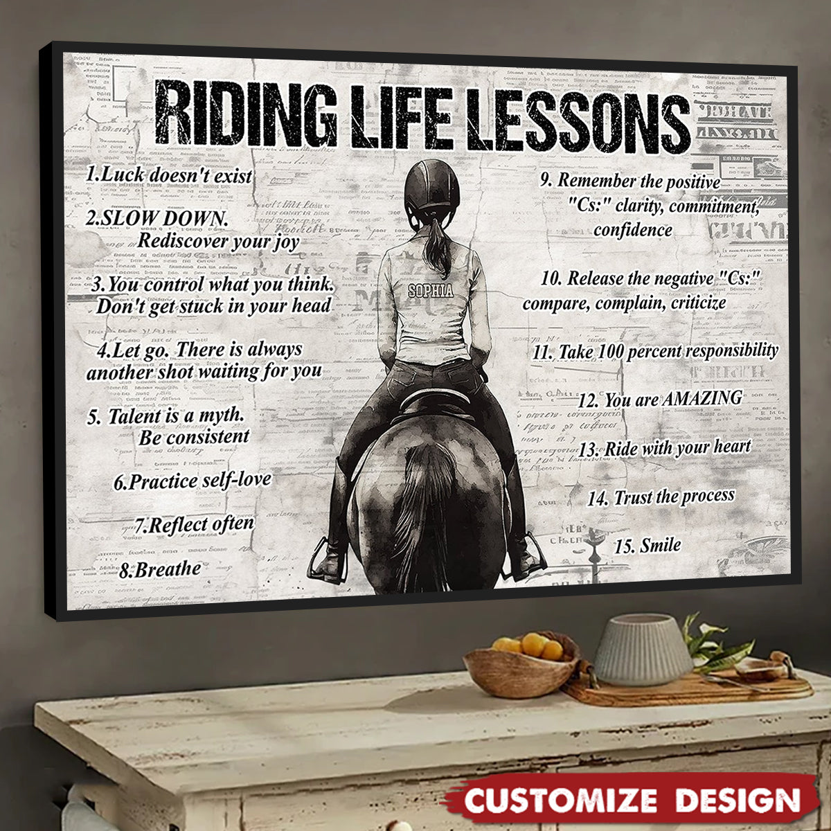 Personalized Riding Life Lessons Poster / Canvas - Gift For Horse Girl