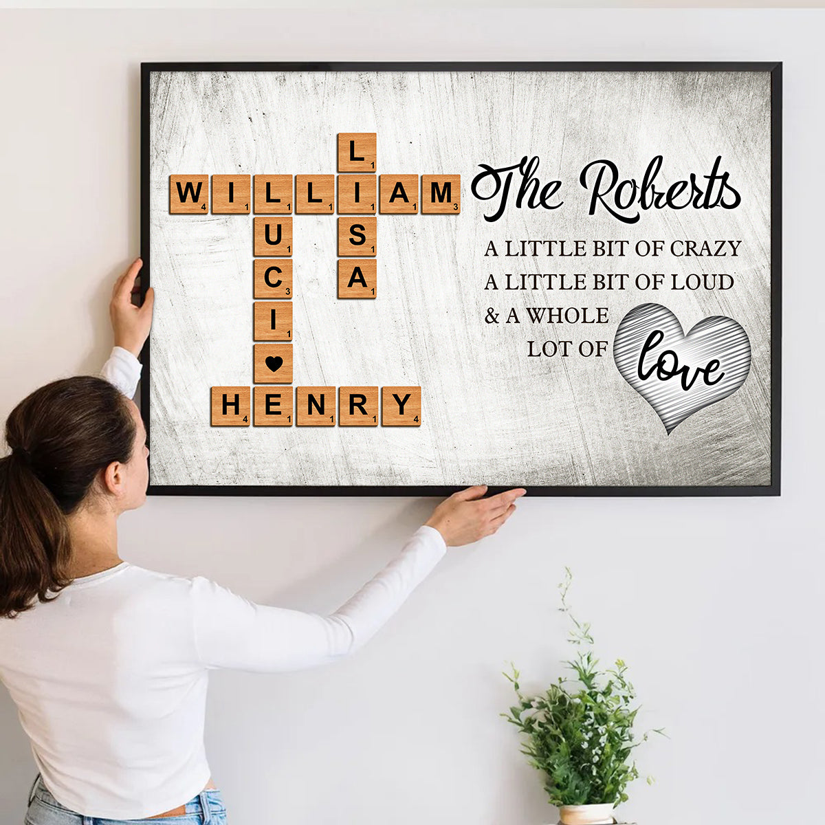 Our Family, A Whole Lot Of Love - Personalized Customized Crossword Canvas / Poster