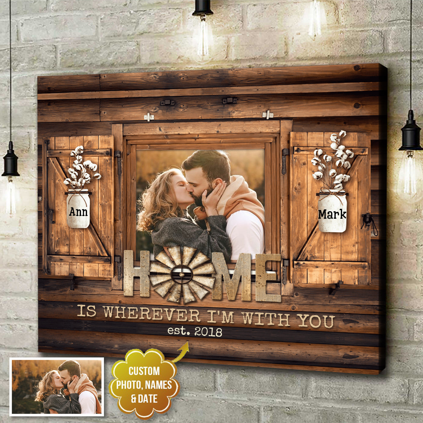 Home Is Wherever I’m With You - Personalized Photo Couple Gifts Canvas / Poster
