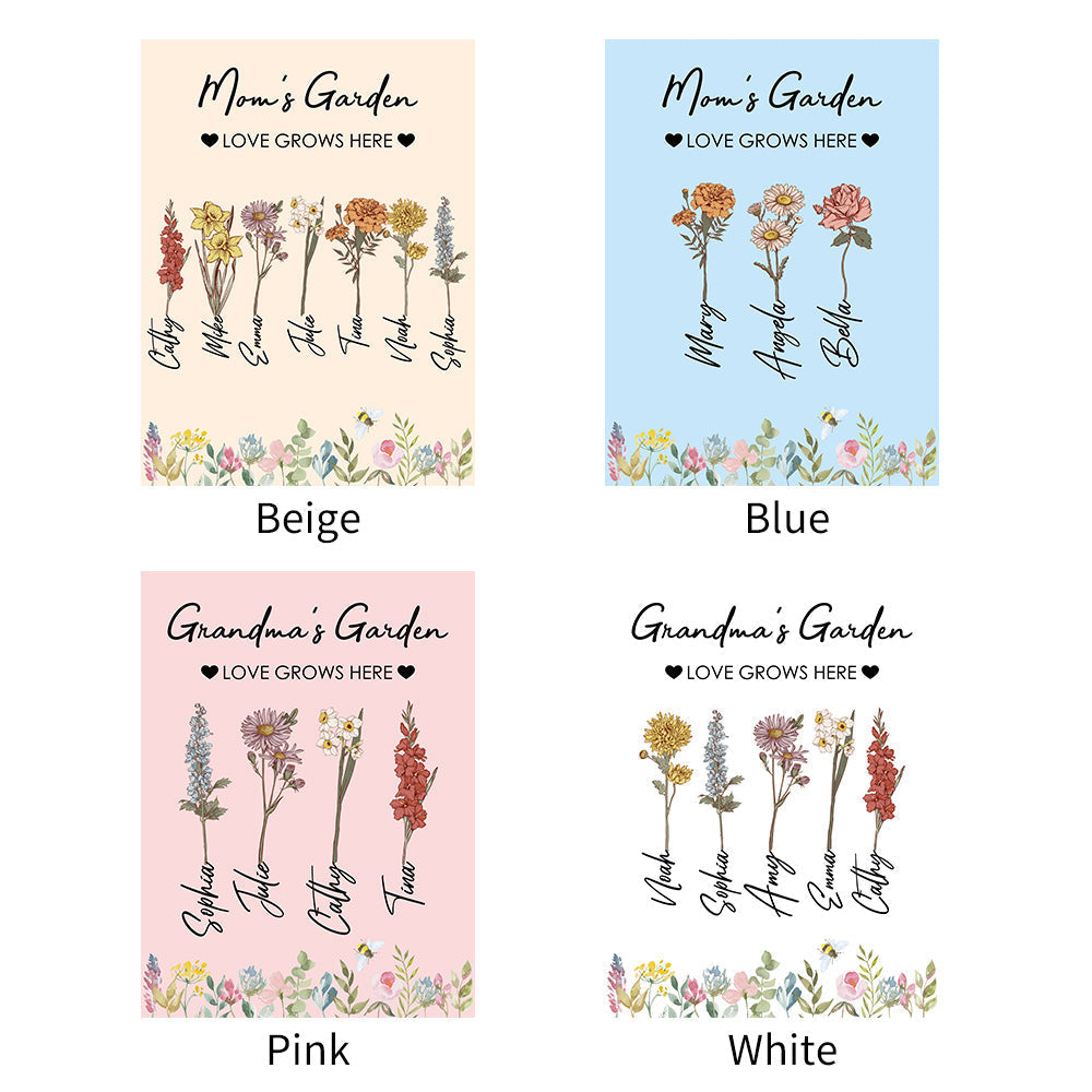 Personalized 'Love Grows Here' Floral Blanket for Mom & Grandma