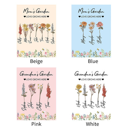 Personalized 'Love Grows Here' Floral Blanket for Mom & Grandma
