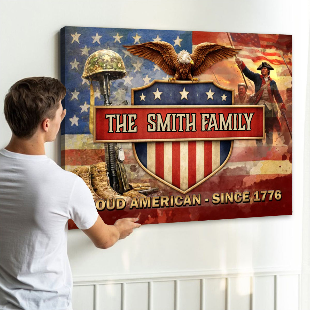 Personalized Family Name Canvas / Poster - Proud American Wall Art