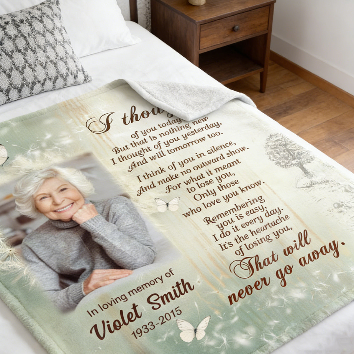 I Thought of You Today - Personalized Photo Memorial Blanket