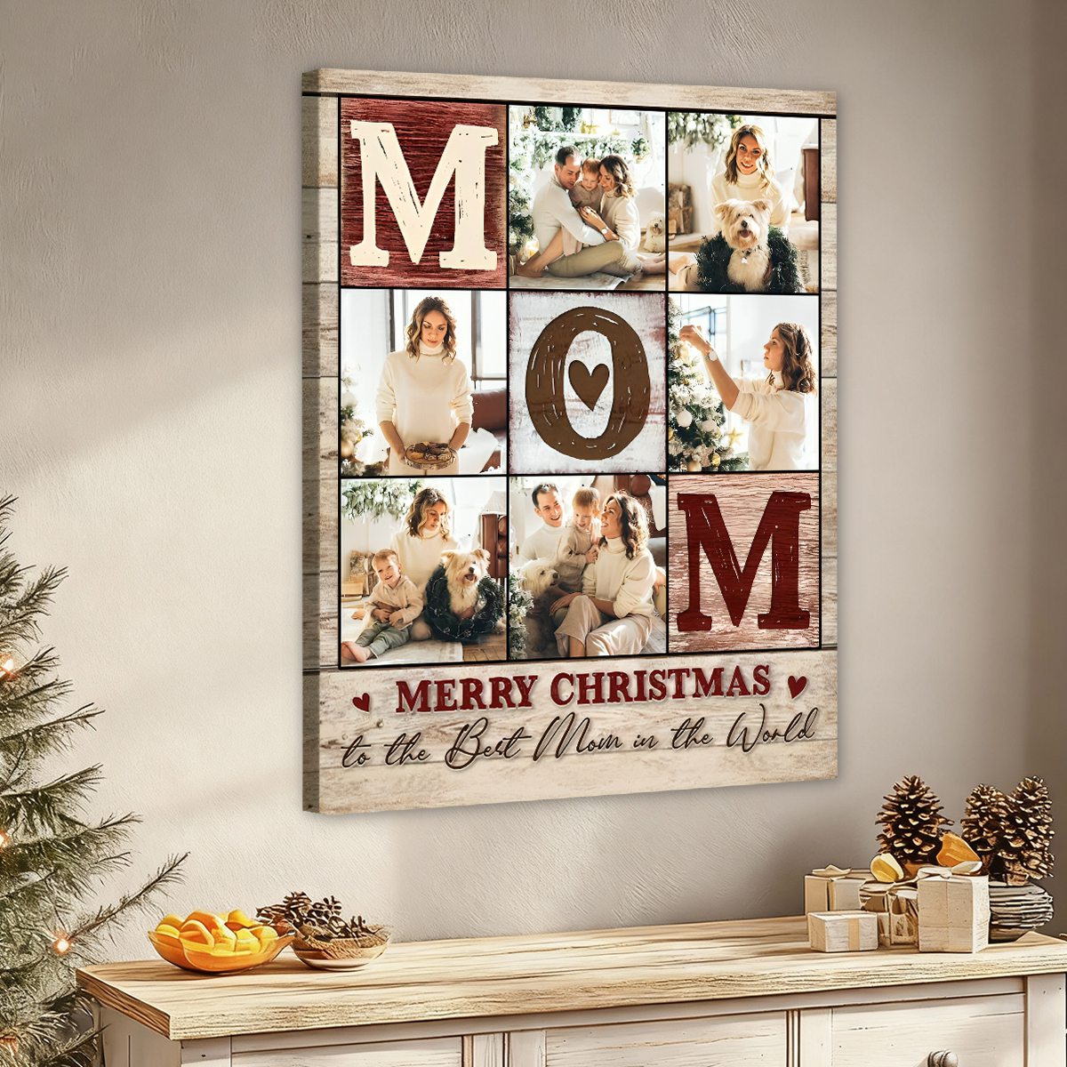 Personalized Custom Mom Photo Collage Canvas / Poster - Christmas Gift From Daughter To Mother