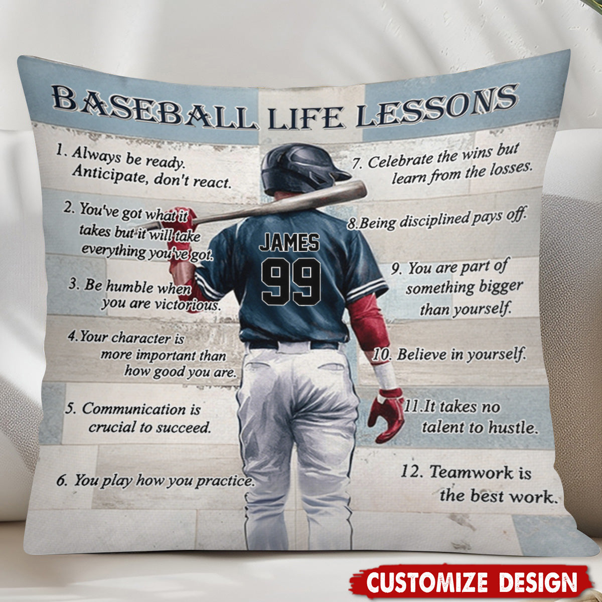 Personalized Baseball Life Lessons Pillow - Gift For Baseball Lover