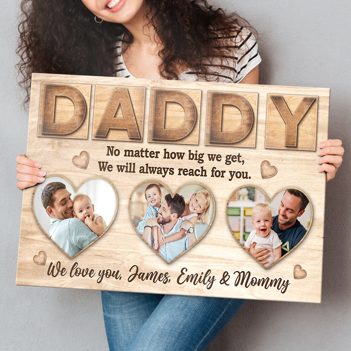 Daddy, We’ll Always Reach For You - Personalized Custom Photo Canvas / Poster