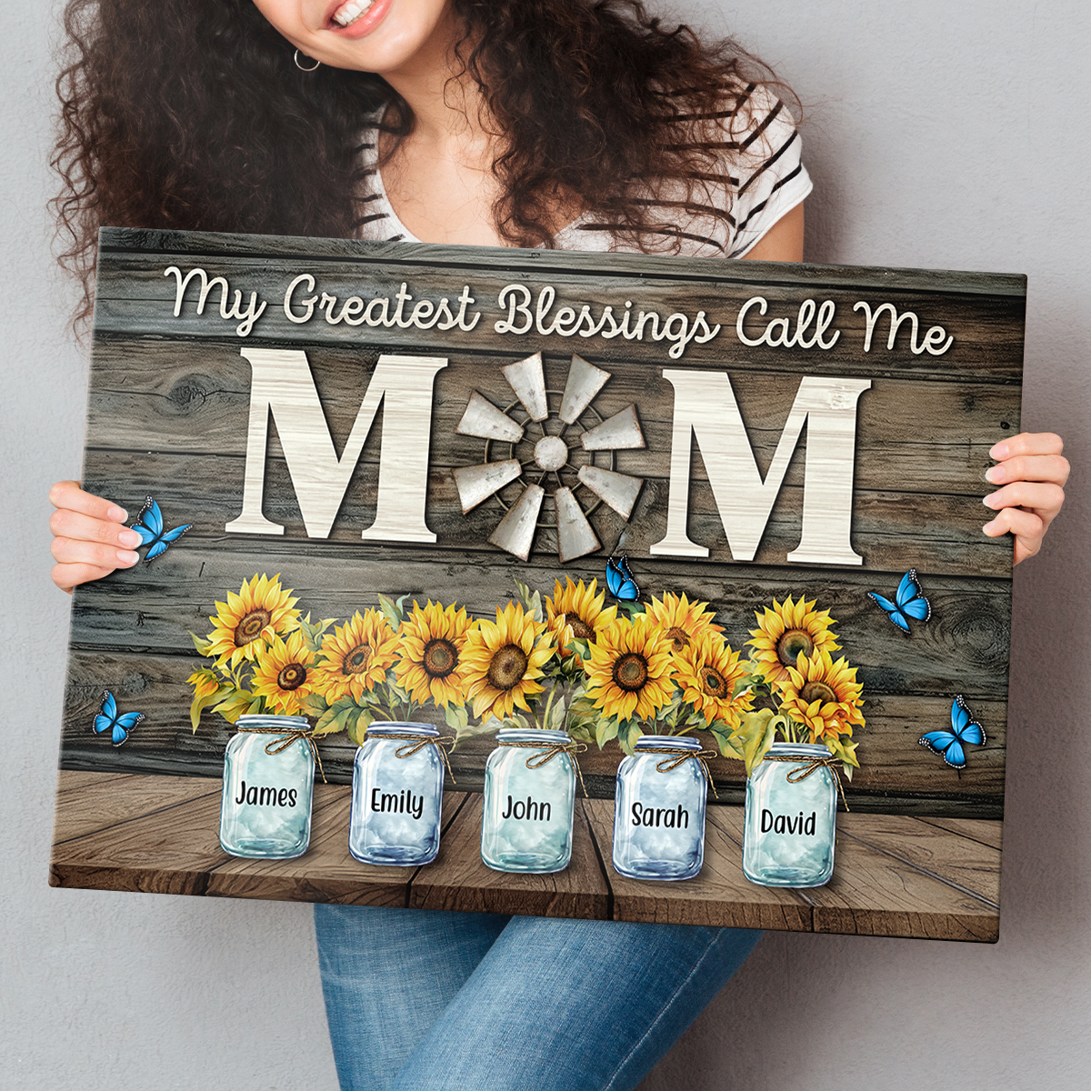 Personalized 'My Greatest Blessings Call Me Mom' Custom Canvas Gift