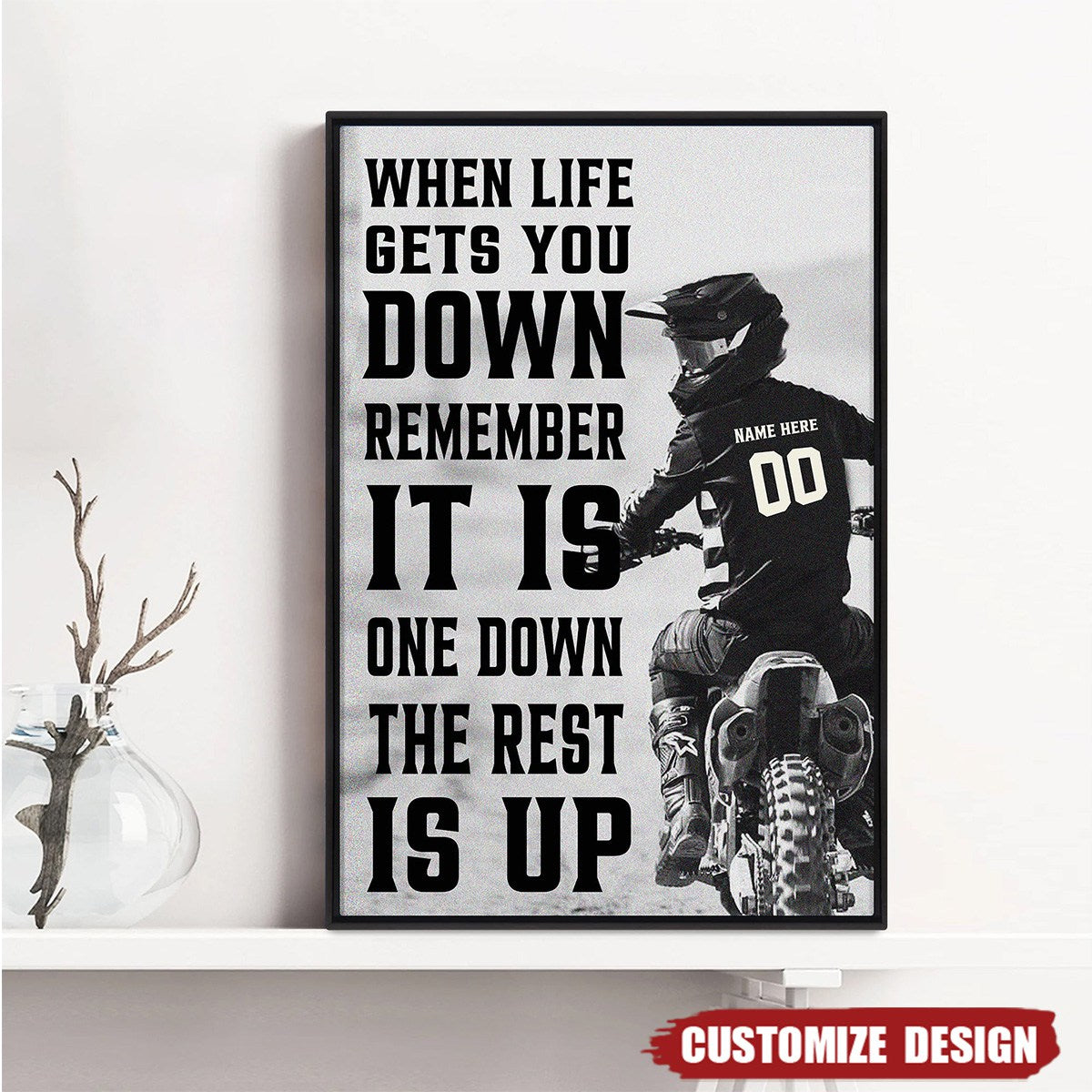 Ride Hard, Live Free: Personalized Motocross Wisdom Canvas / Poster - Essential for Racers