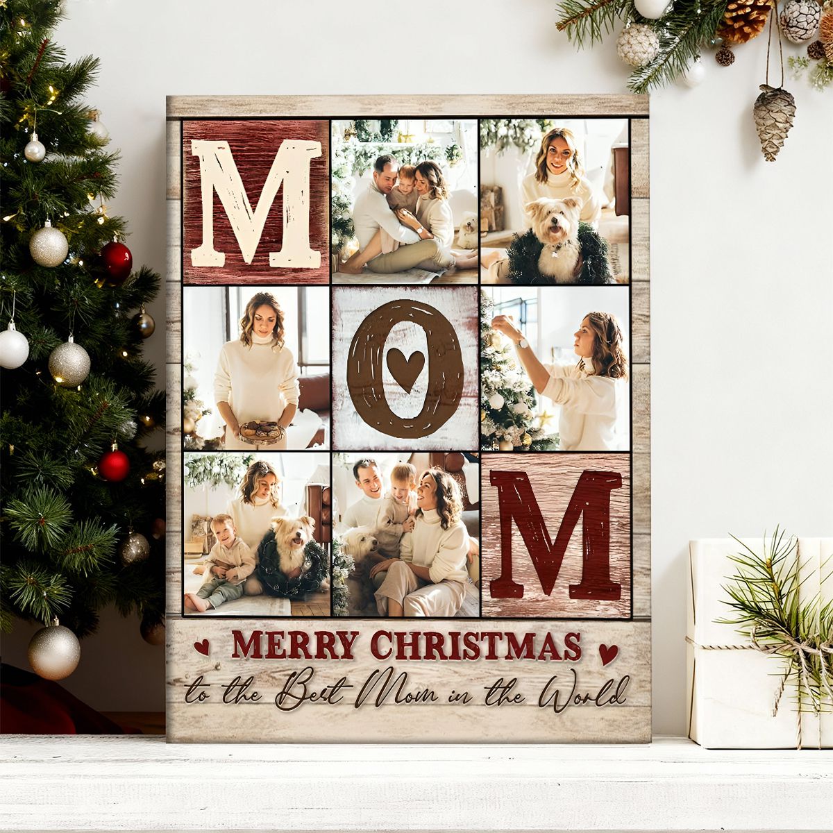 Personalized Custom Mom Photo Collage Canvas / Poster - Christmas Gift From Daughter To Mother