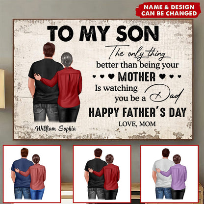 Heartfelt Personalized Canvas from Mom to Son - Happy Father's Day Dad