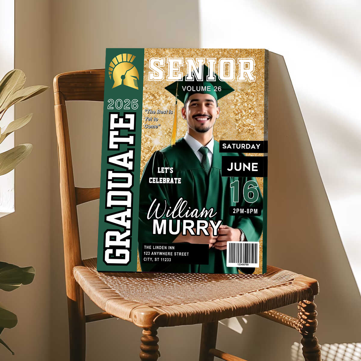 Personalized Graduation Magazine Cover Canvas / Poster - New Graduate Gift for Him or Her