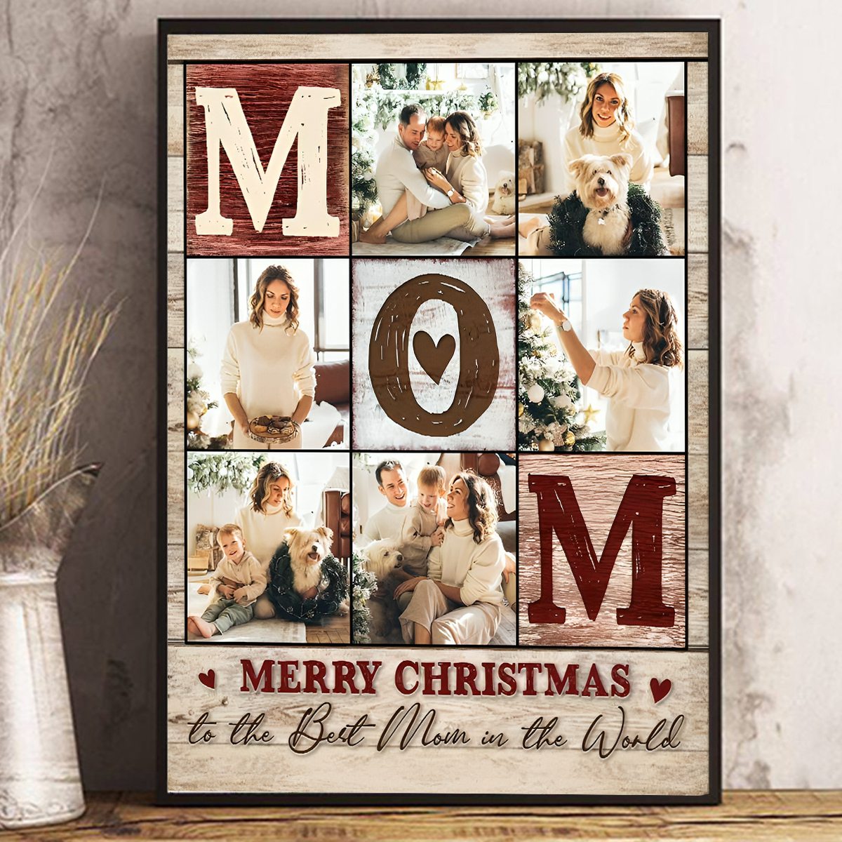 Personalized Custom Mom Photo Collage Canvas / Poster - Christmas Gift From Daughter To Mother