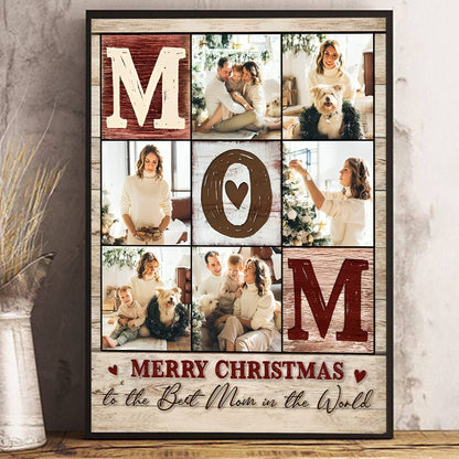 Personalized Custom Mom Photo Collage Canvas / Poster - Christmas Gift From Daughter To Mother