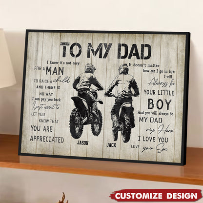 Personalized Motocross Dad Son Poster / Canvas - Custom Birthday & Father’s Day Gift
