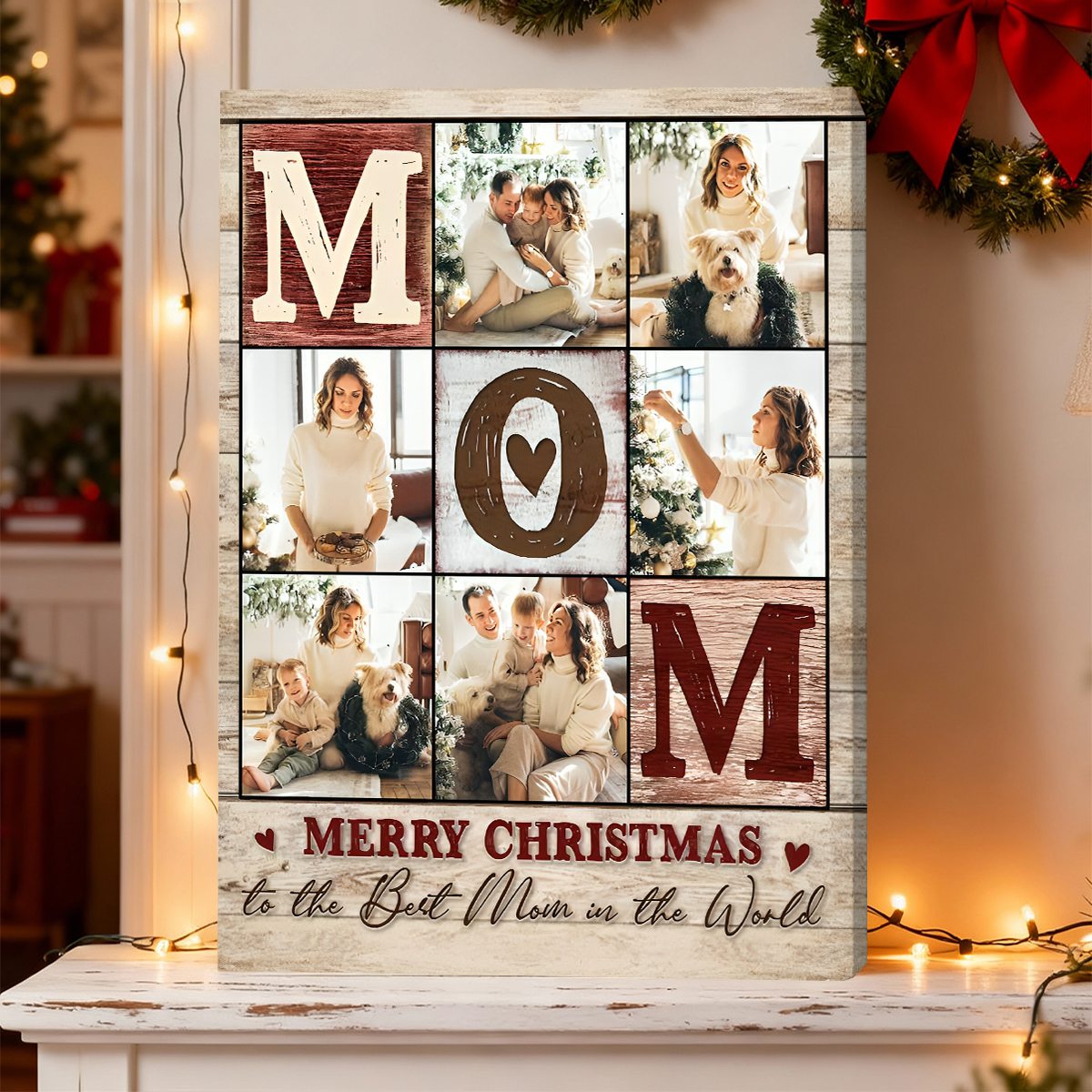Personalized Custom Mom Photo Collage Canvas / Poster - Christmas Gift From Daughter To Mother