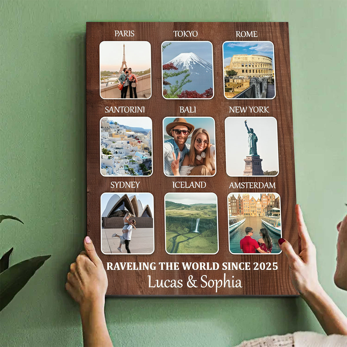 Personalized Travel Memories Collage Canvas / Poster - Custom Souvenir Gift For Travel Lovers