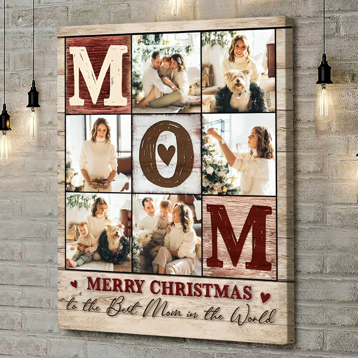 Personalized Custom Mom Photo Collage Canvas / Poster - Christmas Gift From Daughter To Mother