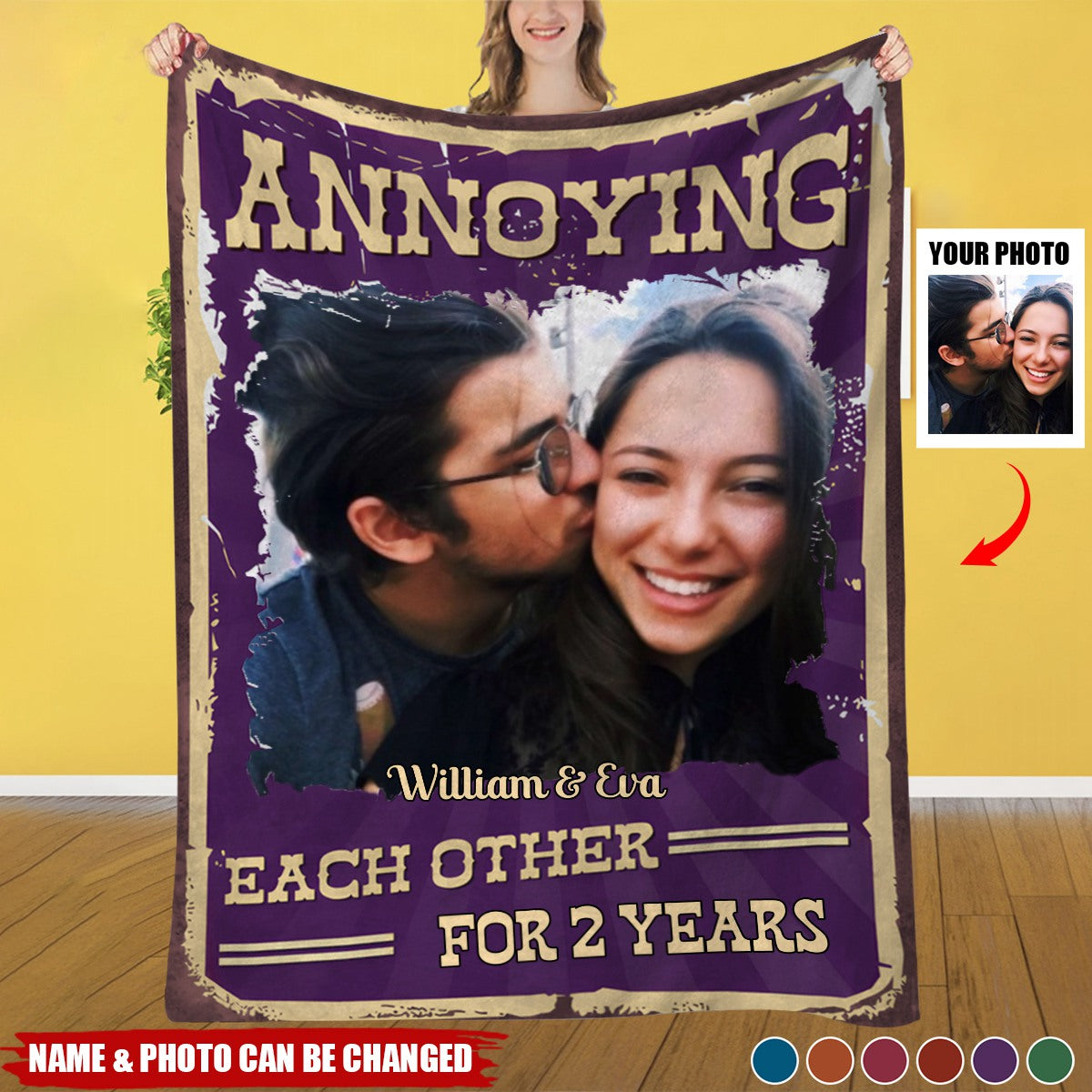 Annoying Each Other - Personalized Custom Family Members Photo Blanket