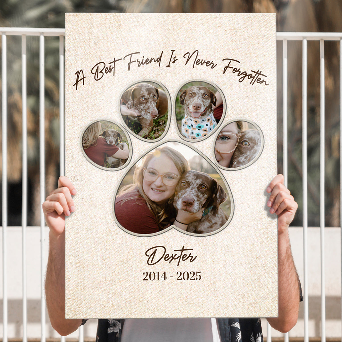 Personalized Custom Pet Photo “A Best Friend Is Never Forgetten” Canvas / Poster - Custom Gift For Pet Dog Memorial Loss