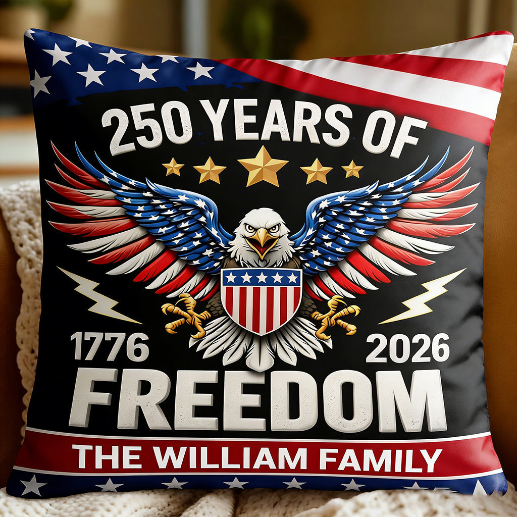 Personalized “250 Years of Freedom” Throw Pillow - Eagle Design Custom Gift