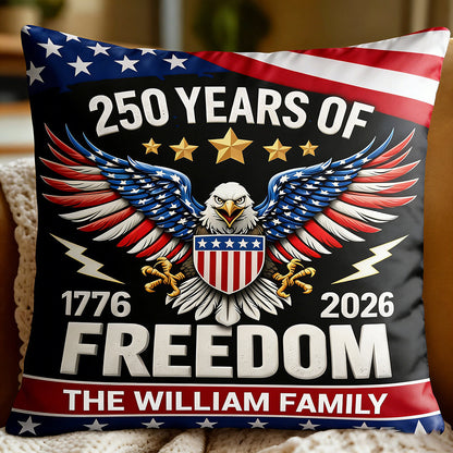 Personalized “250 Years of Freedom” Throw Pillow - Eagle Design Custom Gift