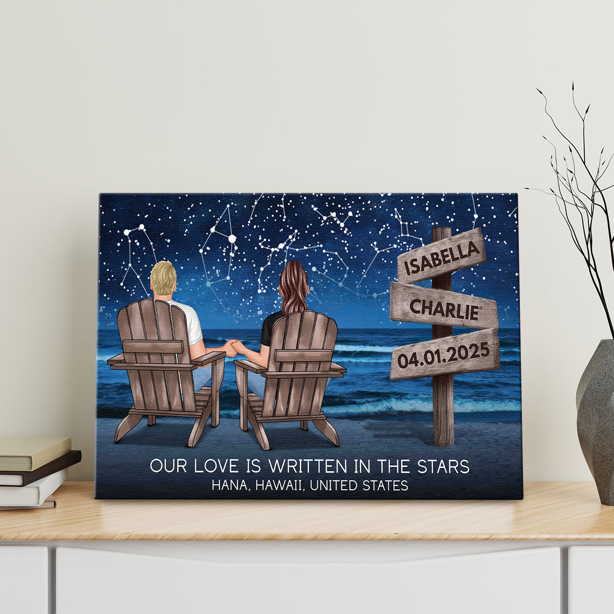 Personalized Customized Our Love Is Written In The Stars Canvas / Poster - Custom Gifts For Couple Anniversary