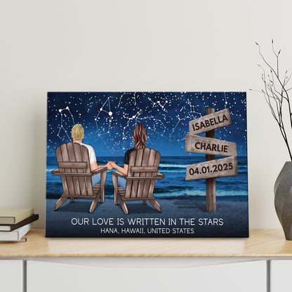 Personalized Customized Our Love Is Written In The Stars Canvas / Poster - Custom Gifts For Couple Anniversary