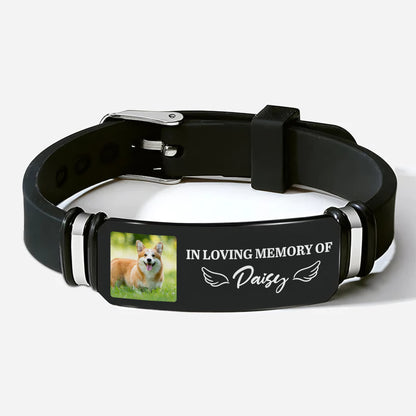 In Loving Memory Of Personalized Pet Memorial Bracelet - Custom Dog & Cat Photo Wristband Keepsake Gift