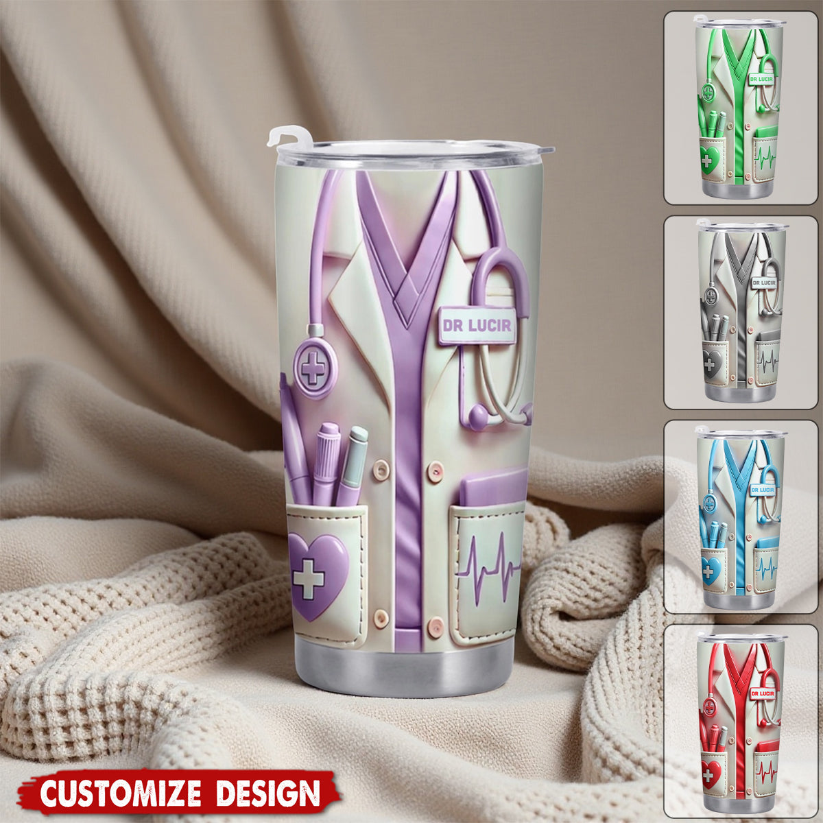 Stethoscope Heart Design - Personalized Tumbler - Gift For Nurse & Doctor