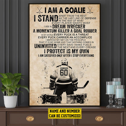 Personalized Hockey Goalie Player Poster / Canvas - Gift For Hockey Lovers