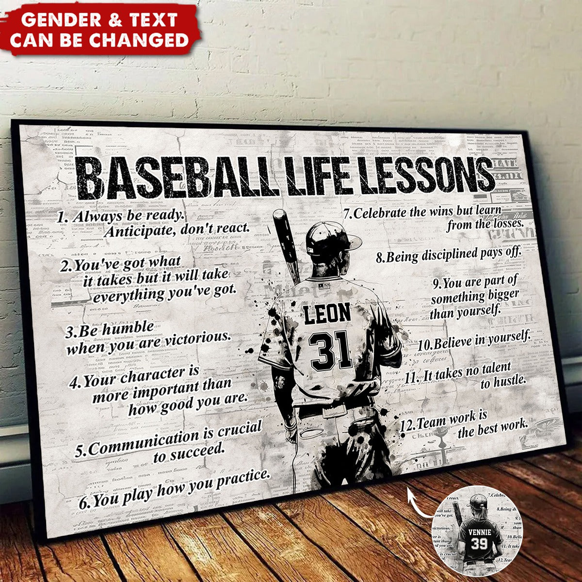 The Baseball Playbook for Life - Personalized Poster / Canvas