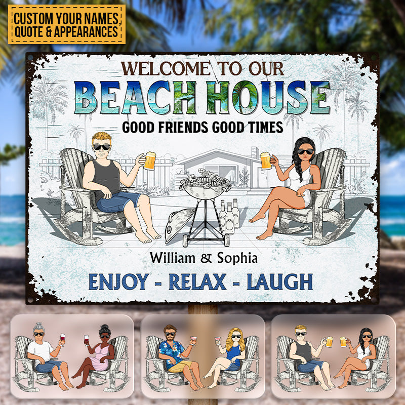 Poolside Grilling Listen To The Good Music - Personalized Metal Signs