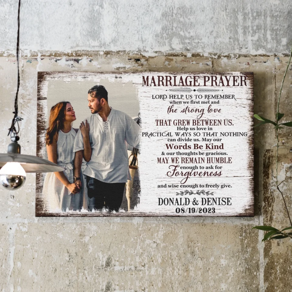 Personalized Marriage Prayer Canvas / Poster - Custom Photo Wedding Shower Gift