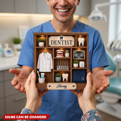 Personalized Dentist Wooden Block - Custom Dental Office Desk Decor & Graduation Gift