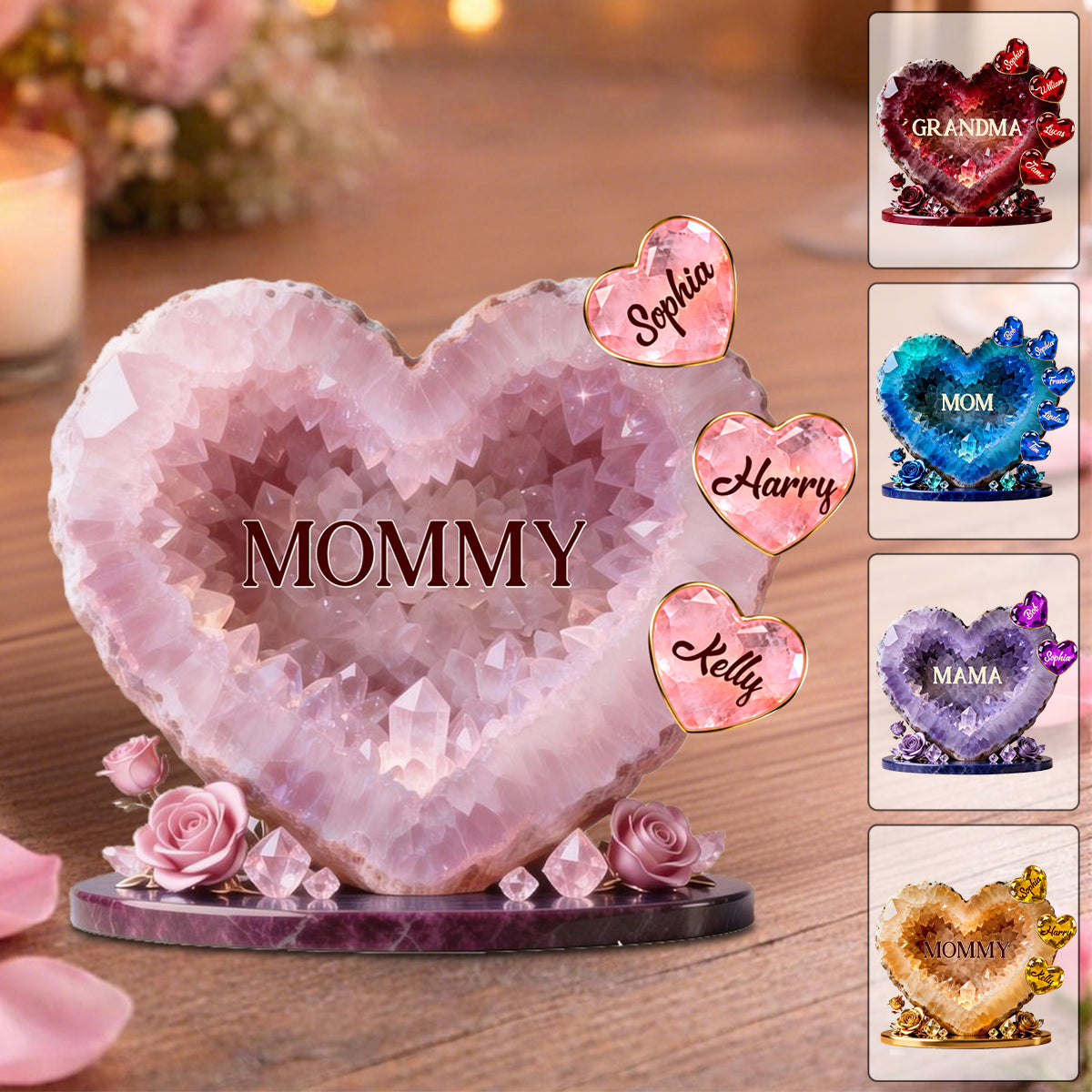 Personalized Mommy Heart Acrylic Plaque - Custom Gifts For Mom