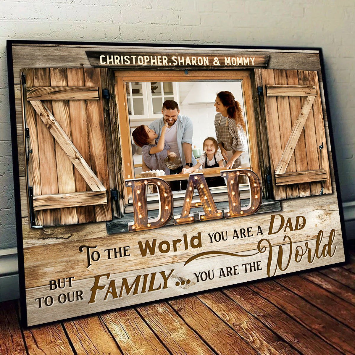 Canvas / Poster material and size view - Personalized Dad Photo Canvas