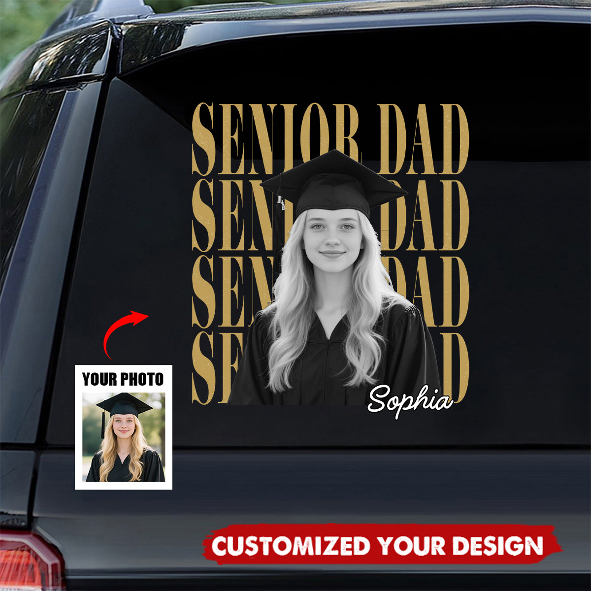 Vintage Senior Year Photo Decal - Personalized Graduation Sticker