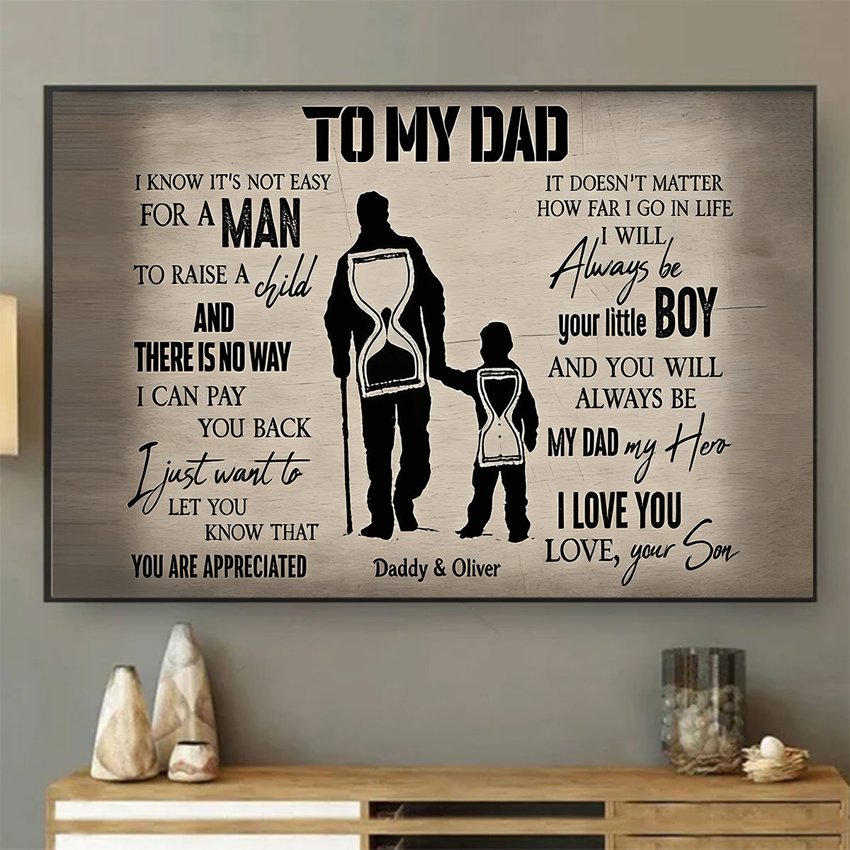 Custom Son To Dad Canvas Poster for Dad with personalized design details for meaningful gifting