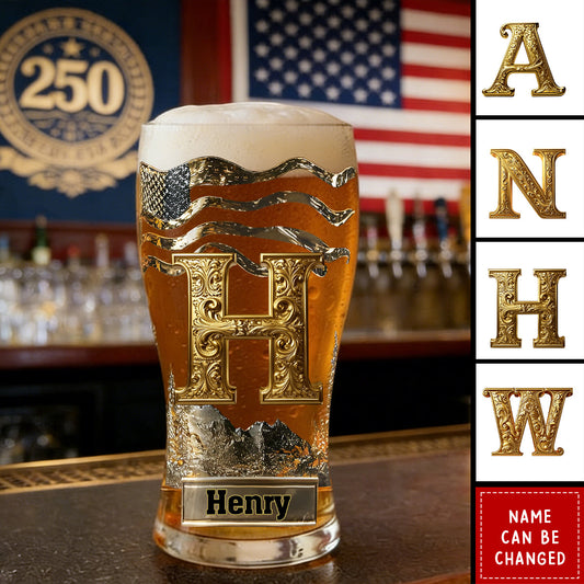 Custom Initial Name Letter - Personalized Beer Glass