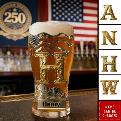Custom Initial Name Letter - Personalized Beer Glass