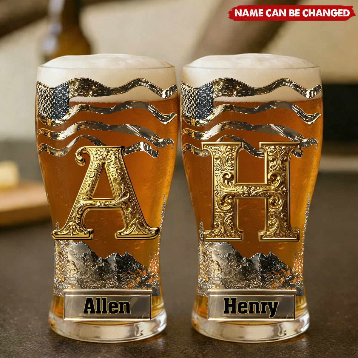 Custom Initial Name Letter - Personalized Beer Glass