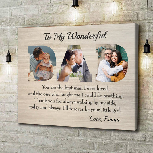 Personalized Dad Photo Canvas for Dad with personalized design details for meaningful gifting