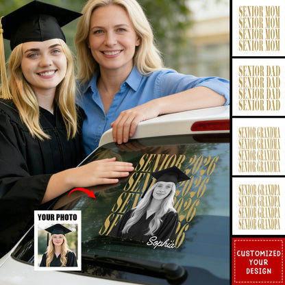 Vintage Senior Year Photo Decal - Personalized Graduation Sticker
