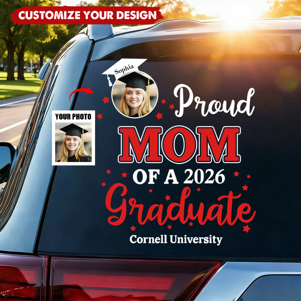 Proud Mom - Personalized Custom Photo Graduation Sticker