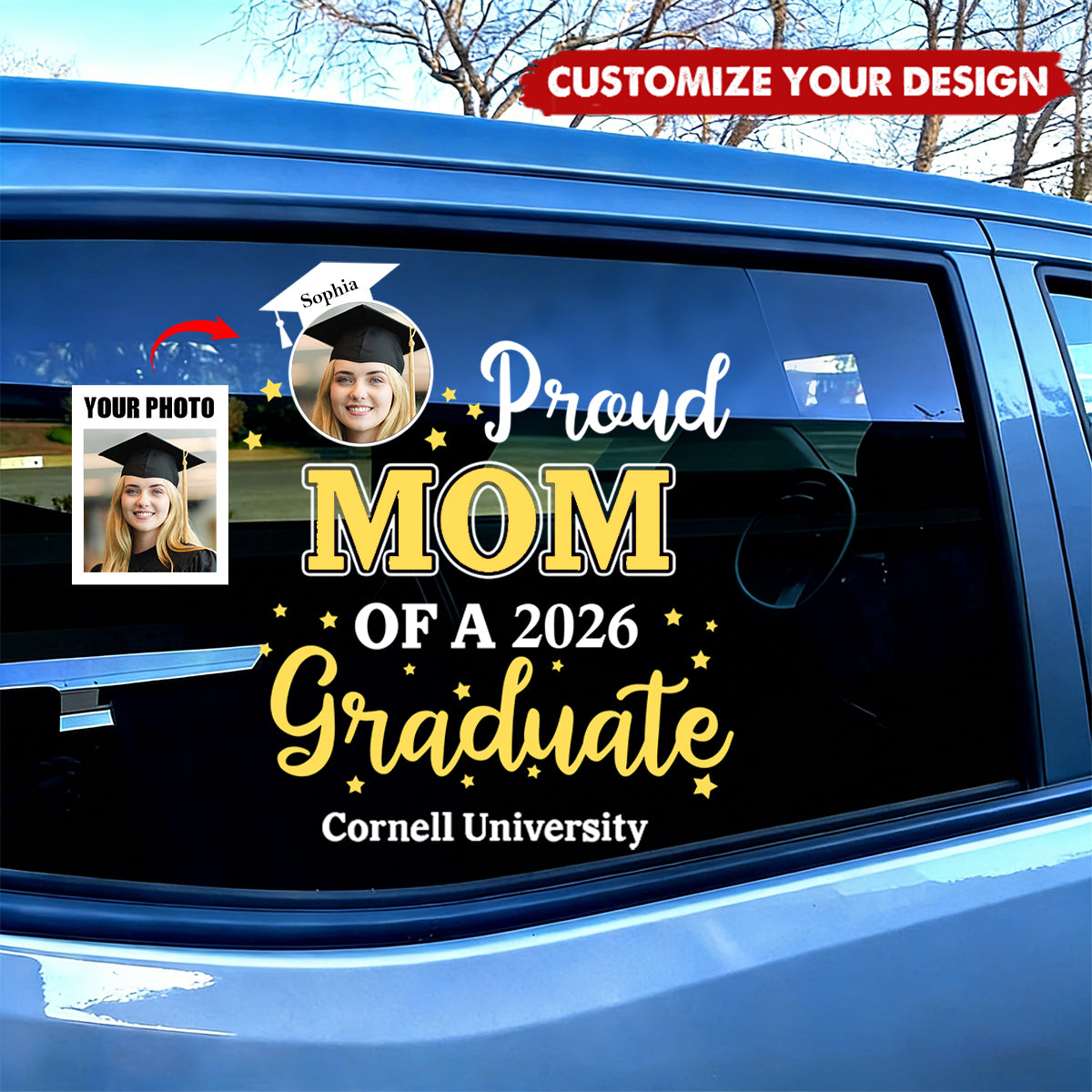 Proud Mom - Personalized Custom Photo Graduation Sticker